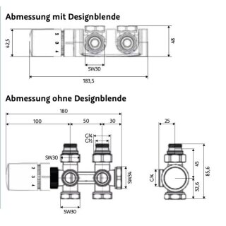 Heizkörper Anschluss-Set Kompaktventil, weiss