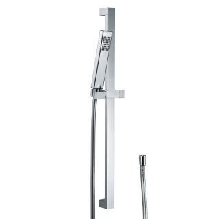 HSK Design-Handbrause Eckig, inkl. Brauseschlauch, Silber mit Brausestange Eckig