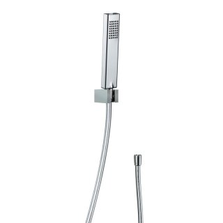 HSK Design-Handbrause Eckig, inkl. Brauseschlauch, Silber mit Handbrausehalter Eckig