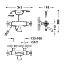 Tres Tres Clasic, Thermostat Wannenbatterie, Edelstahloptik