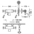Tres Tres Clasic, Thermostat Wannenbatterie, chrom
