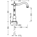 Tres Tres Clasic, Einhebel Waschtischmischer, Altmessing