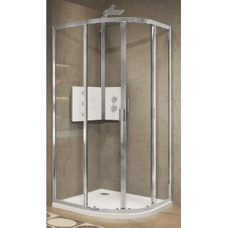 Novellini Lunes 2.0 RF Runddusche, Grösse 77-80cm x 77-80cm, Profilfarbe silber