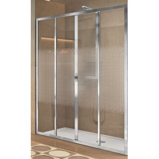 Novellini Lunes 2.0 2AST Doppelte Schiebetür mit 2 Festteilen, Grösse 170-176cm , Profilfarbe chrom