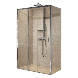 Novellini Lunes 2.0 3PH Dreiteilige Schiebetür für Seitenwand, Grösse 90-96cm, Profilfarbe silber matt