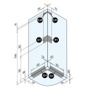 Glass 1989 Viertelkreis Dampfdusche Archimede R90x90
