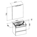 Euroshowers Viktoria Möbel-Set 600mm, schwarz mit schwarzem Waschbecken