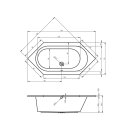 Riho Kansas Plug&Play 190x90cm, Eckbadewanne, sechseckig, glänzende Oberfläche