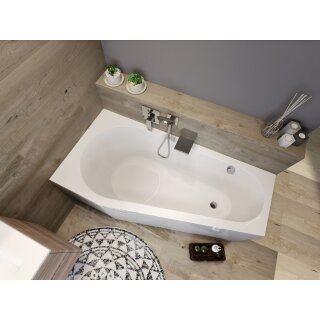 Riho Delta Plug&Play 150x80cm, Raumsparbadewanne, glänzende Oberfläche, rechte Version