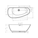 Riho Granada 170x80cm, freistehende Badewanne aus Solid Surface, rechte Version