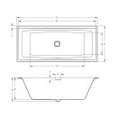 Riho Still Square Plug&Play 170x75cm, Eckbadewanne, glänzende Oberfläche, rechte Version