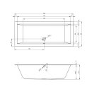 Riho Lugo Plug&Play 190x80cm, wandstehende Badewanne, glänzende Oberfläche, linke Version
