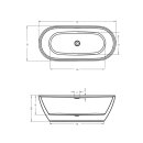 Riho Inspire 180x80cm, freistehende Badewanne, matte Oberfläche