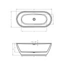 Riho Inspire 160x75cm, freistehende Badewanne, glänzende Oberfläche, inkl. Riho Fall Edelstahl gebürstet