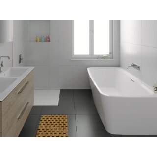 Riho Adore Back-2-Wall 180x86cm, wandstehende Badewanne, glänzende Oberfläche, inkl. Riho Fall verchromt