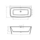 Riho Adore Back-2-Wall 180x86cm, wandstehende Badewanne, glänzende Oberfläche, inkl. Riho Fall verchromt