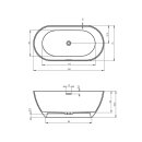 Riho Bilbao 150x75cm, freistehende Badewanne aus Solid Surface