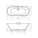 Riho Barcelona 170x70cm, freistehende Badewanne aus Solid Surface