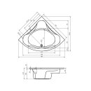 Riho Neo 140x140cm, Eckbadewanne, glänzende Oberfläche, ohne/mit Whirlpoolsystem