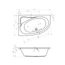Riho Lyra 170x110cm, Raumsparbadewanne mit Whirlpoolsystem Joy, glänzende Oberfläche, rechte Version