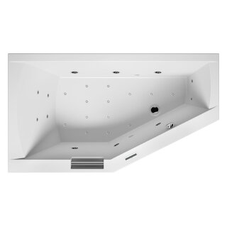 Riho Geta 170x90cm, Raumsparbadewanne mit Whirlpoolsystem Joy, glänzende Oberfläche, rechte Version