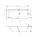 Riho Still Square 180x80cm, rechteckige Badewanne mit Whirlpoolsystem Joy, glänzende Oberfläche, linke Version