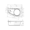 Riho Yukon 160x90cm, Raumsparbadewanne, glänzende Oberfläche, linke Version, ohne/mit Whirlpoolsystem