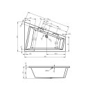 Riho Doppio 180x130cm, Raumsparbadewanne, glänzende Oberfläche, linke Version, ohne/mit Whirlpoolsystem