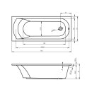Riho Miami 170x70cm, rechteckige Badewanne, glänzende Oberfläche, ohne/mit Whirlpoolsystem