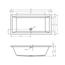 Riho Lusso 190x90cm, rechteckige Badewanne, glänzende Oberfläche, ohne/mit Whirlpoolsystem