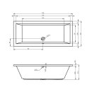 Riho Lusso 190x80cm, rechteckige Badewanne, glänzende Oberfläche, ohne/mit Whirlpoolsystem
