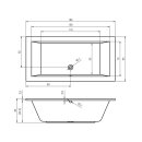 Riho Lusso 180x90cm, rechteckige Badewanne, glänzende Oberfläche, ohne/mit Whirlpoolsystem