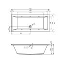Riho Lusso 180x80cm, rechteckige Badewanne, glänzende Oberfläche, ohne/mit Whirlpoolsystem