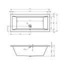 Riho Lusso 170x75cm, rechteckige Badewanne, glänzende Oberfläche, ohne/mit Whirlpoolsystem