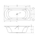 Riho Linares 190x90cm, rechteckige Badewanne, ohne/mit Whirlpoolsystem