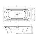 Riho Lima 190x90cm, rechteckige Badewanne, glänzende Oberfläche, ohne/mit Whirlpoolsystem