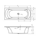 Riho Lima 180x80cm, rechteckige Badewanne, glänzende Oberfläche, rechte Version, ohne/mit Whirlpoolsystem