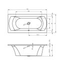 Riho Lima 150x70cm, rechteckige Badewanne, glänzende Oberfläche, rechte Version, ohne/mit Whirlpoolsystem