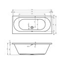 Riho Carolina 180x80cm, rechteckige Badewanne, glänzende Oberfläche, ohne/mit Whirlpoolsystem