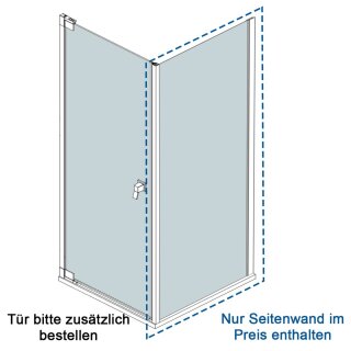 Doccia Cixi Seitenwand für Tür, bis 90cm, H:bis 190cm, chrom, Glas Dekor