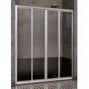 Doccia Milan Duschabtrennung, 2 Schiebetüren + 2 Festteile, Tür für Seitenwand, bis 200cm, H:bis 210cm, silber glänzend, Glas Carglass