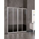 Doccia Milan Duschabtrennung, 2 Schiebetüren + 2 Festteile, Tür für Seitenwand, bis 200cm, H:bis 210cm, silber glänzend, Glas Carglass