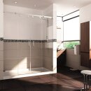 Doccia Manchester Duschabtrennung für Nischen, mit zwei Schiebetüren und zwei Fixteilen, bis 160cm, H:bis 210cm, chrom, Glas Dekor