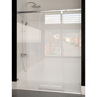 Doccia Boston Duschabtrennung für Nischen, mit einer Schiebetür und zwei Fixteilen, bis 160cm, H:bis 220cm, chrom, Glas Dekor