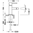 Tres Study Exclusive, Einhebel Bidetmischer, weiss matt