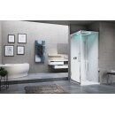 Novellini Eon GF Komplettdusche 90x90cm DT 11,5cm, Profile weiß, RW weiß glanz