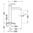 Tres Study Exclusive, Einhebel Waschtischmischer,...