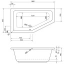 Asymmetrischer Whirlpool Sanibay Treviso links, 160x90cm,...