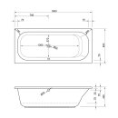Rechteck Whirlpool Sanibay Tirano rechts, 180x80cm, mit Whirlpoolsystem COMFORT