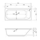 Rechteck Whirlpool Sanibay Tirano rechts, 170x75cm, mit Whirlpoolsystem COMFORT